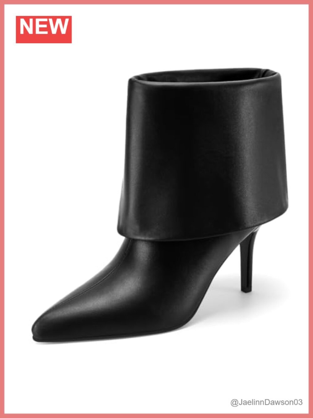 Women's Fold Over Ankle Booties Slouch Stiletto Heel Pointed Toe Pull On